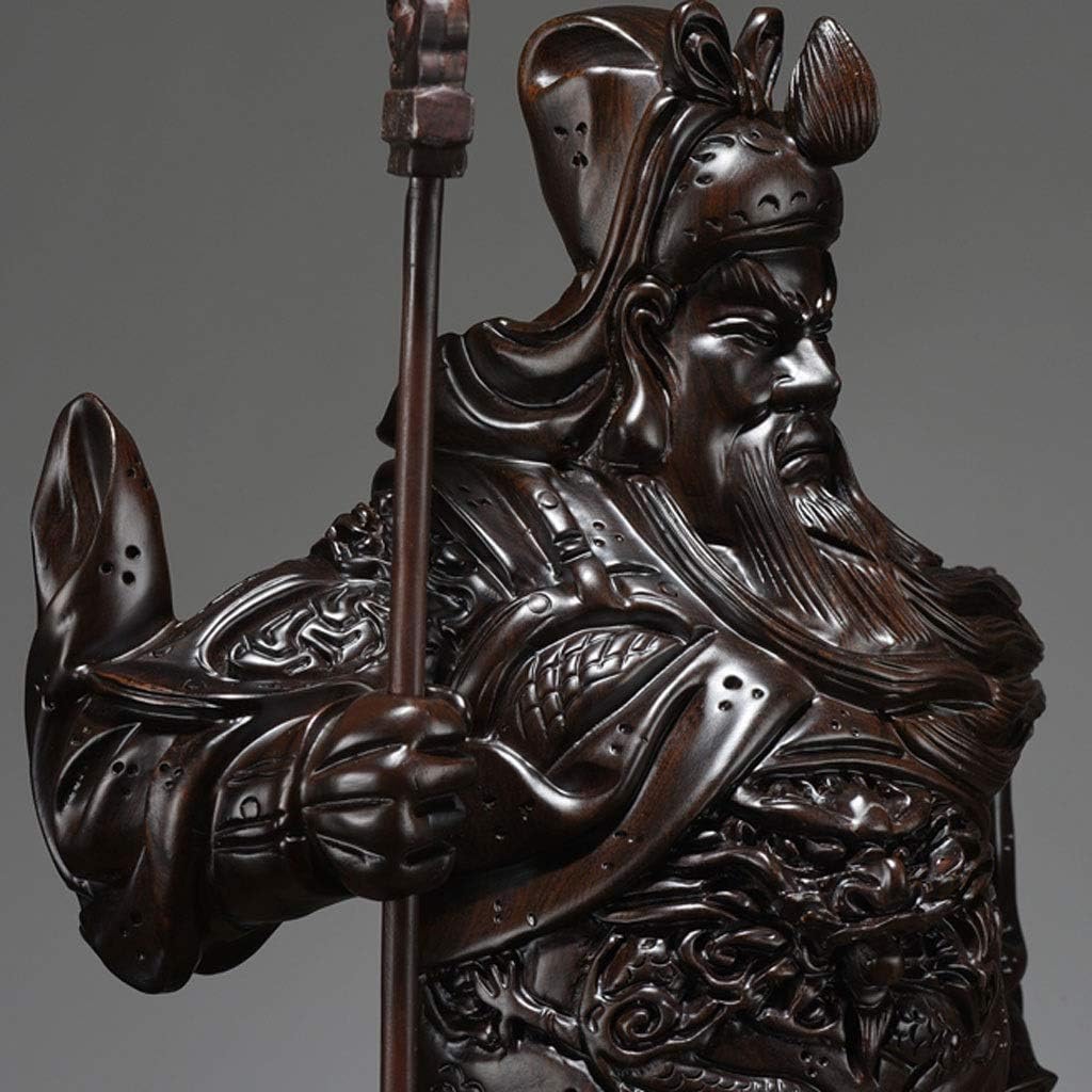Ebony Woodcarving Guan Gong Living Room Big Lucky Town House Mahogany Guan Yu Solid Wood Stand