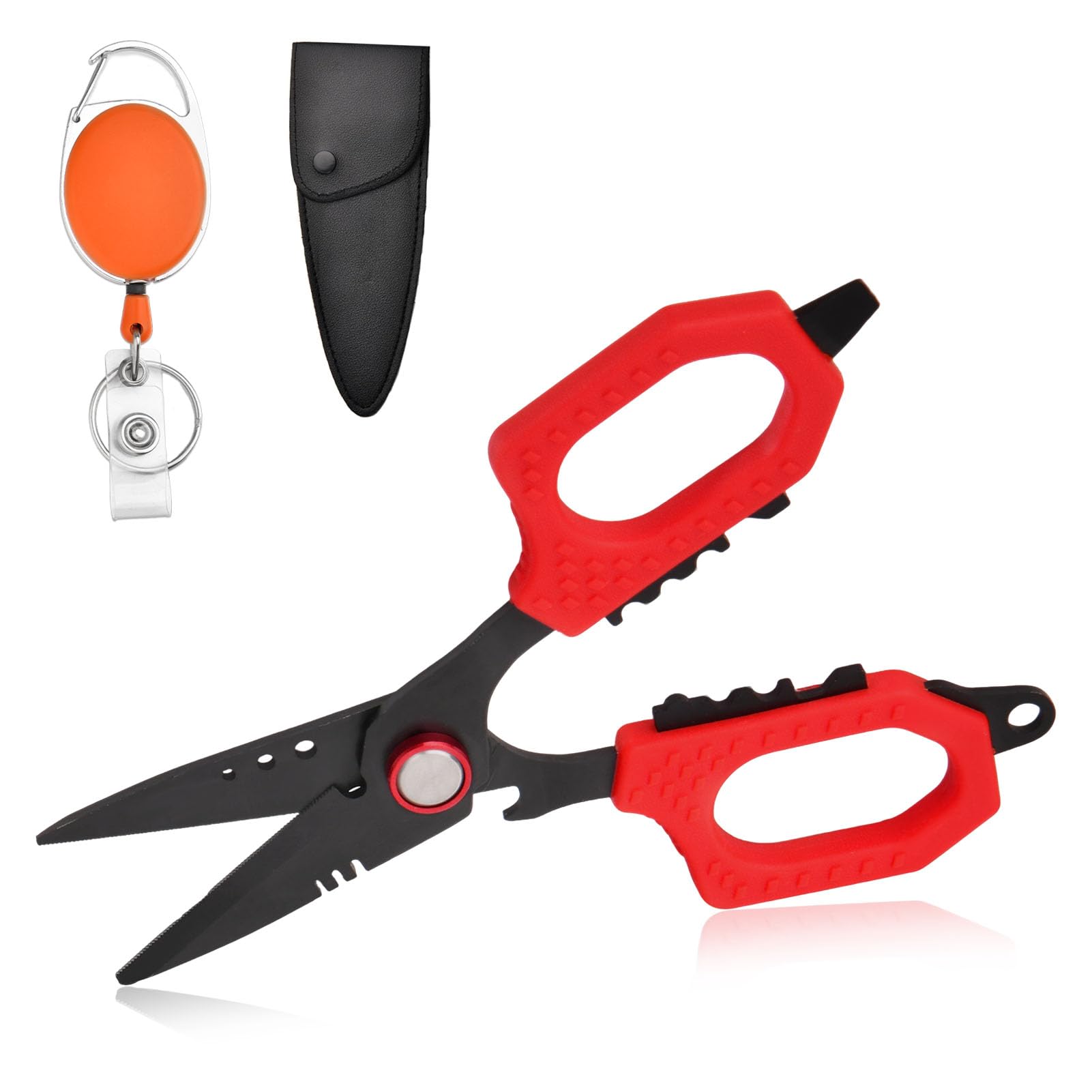 SPEEDWOX 4.7-Inch Multi-Functional Fishing Scissors Sheath & Coiled Lanyard