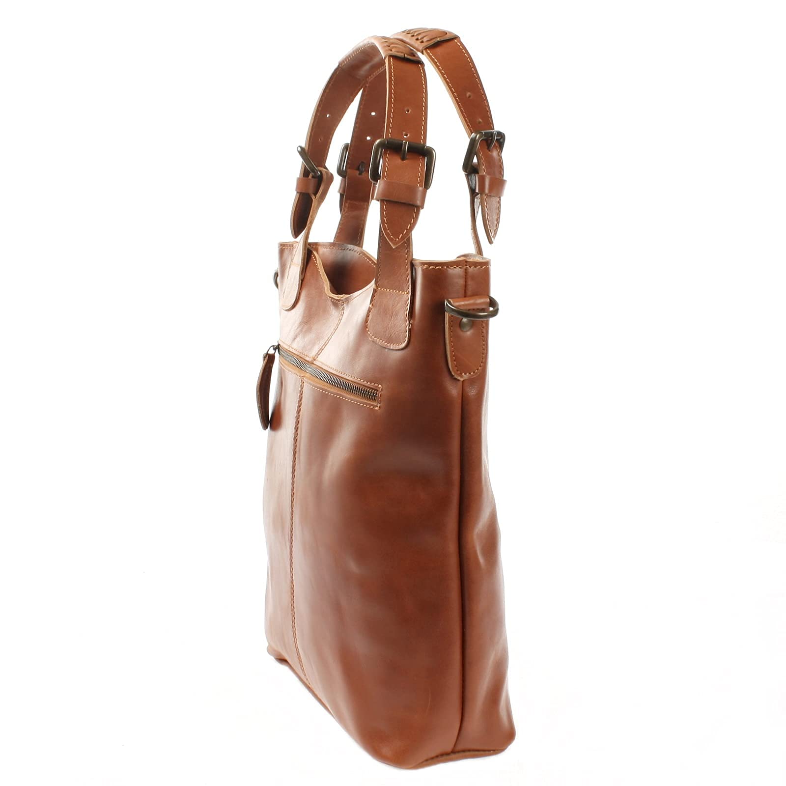 LECONI Henkeltasche Echtleder Vintage-Look Damentasche für Shopping Handtasche für Damen Leder Shopper mit Trageriemen Beuteltasche für die Arbeit, Büro oder Alltag 34x35x10cm LE0054
