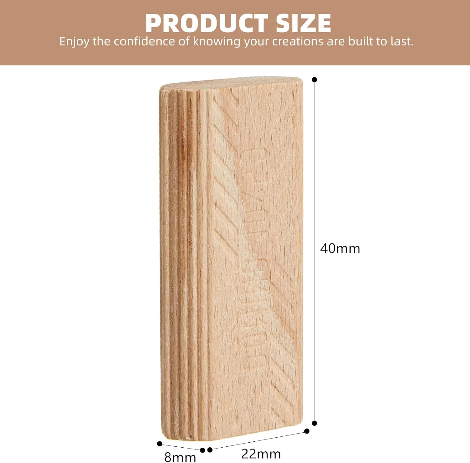8mm x 40mm x 22mm Beech Wood Movable Tenon, Compatible with Domino Inserts, Suitable for Connection Systems and Woodworking Furniture Assembly (110 Pieces)