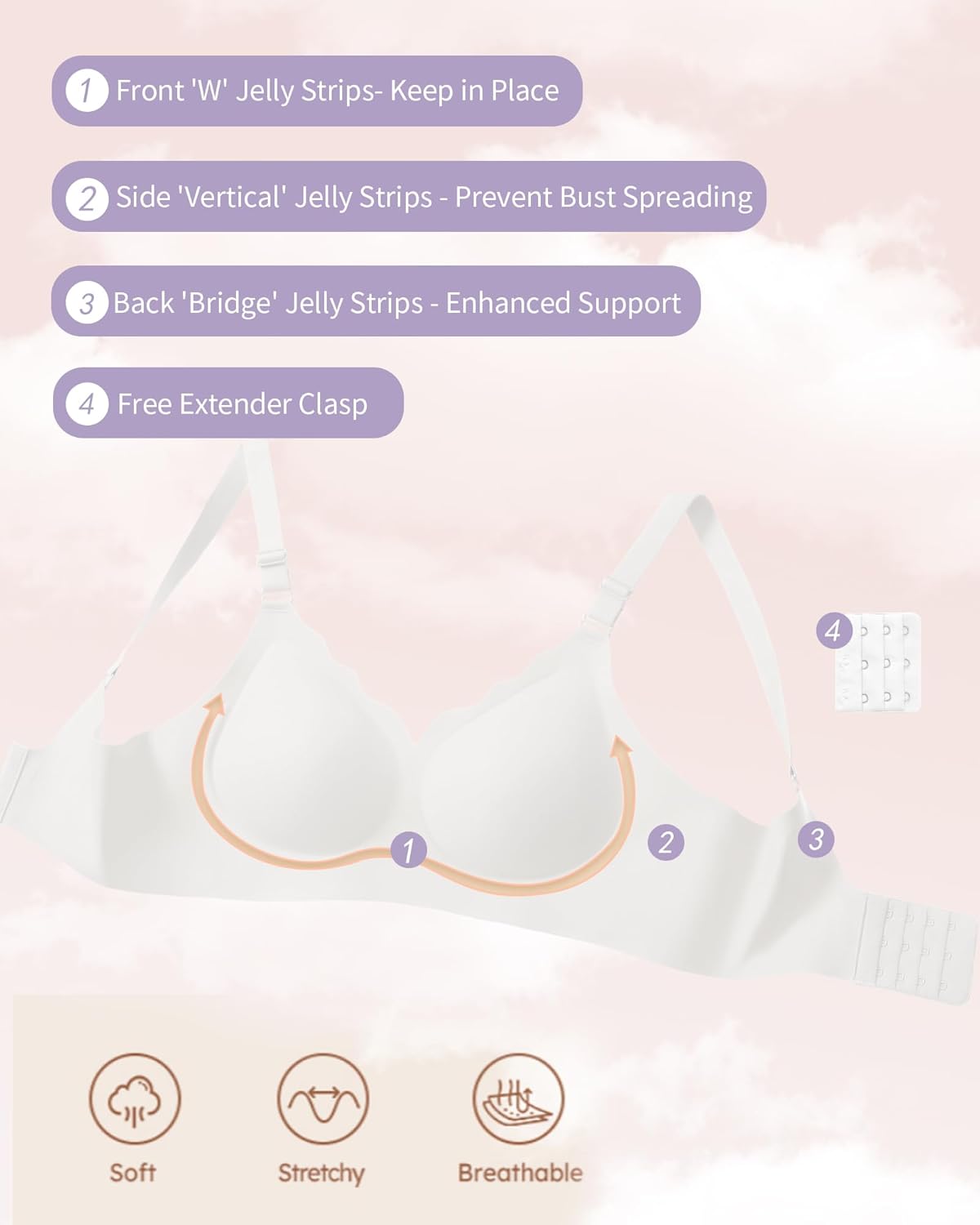 Jelly Bras for Women Wireless Comfortable Bra Supportive No Underwire Bras Tshirt Push Up Bralettes Seamless Soft Bra - Image 5