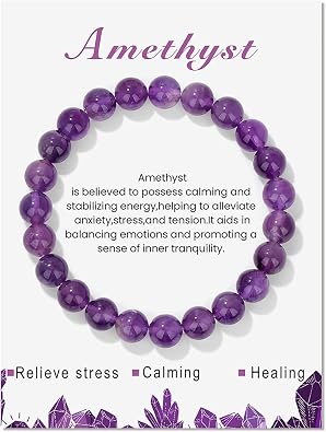 8mm Healing Crystal Bracelet for Women Handmade Natural Stone Bracelets Semi-Precious Gemstone Bracelets Stretch Crystal Beaded Bracelets Healing Gifts for Women