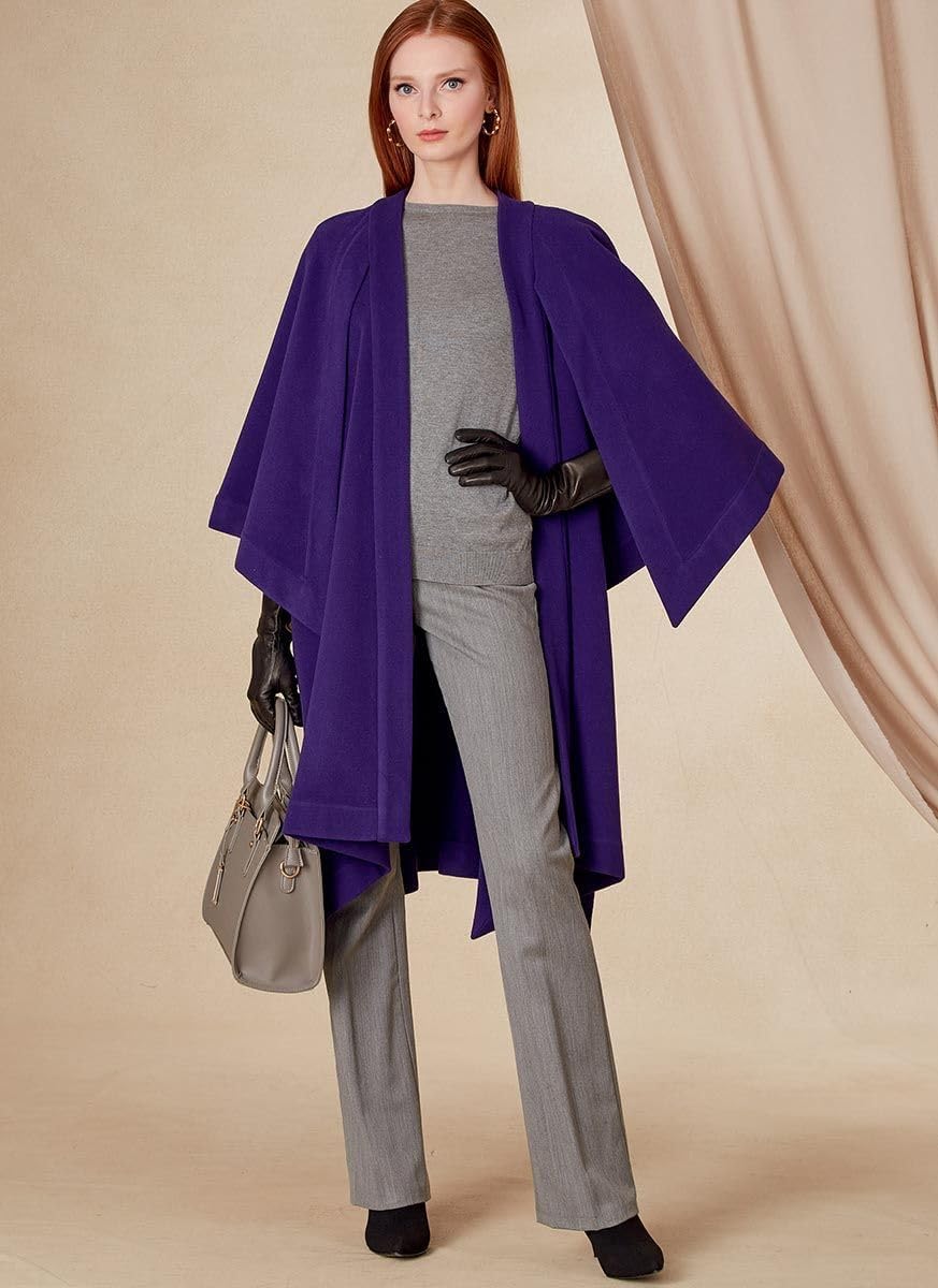 Vogue V1818A Misses' Loose-Fitting Unlined Cape Sewing Pattern Kit, Code V1818, Sizes XS-S-M-L-XL-XXL