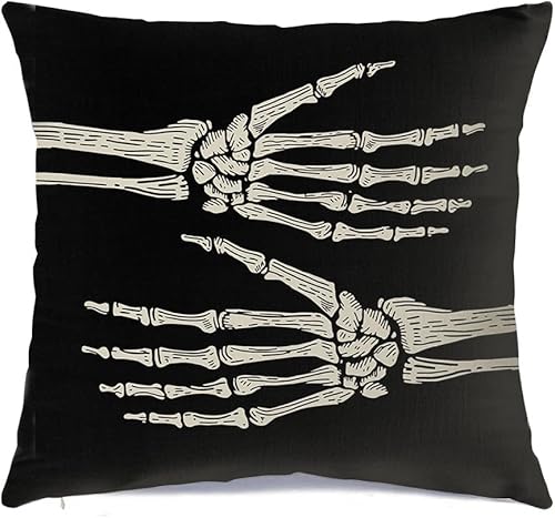 RABUSOFA Fundas de almohada de Halloween de 18 x 18 pulgadas, almohadas decorativas de esqueleto, almohadas decorativas de Halloween, fundas de