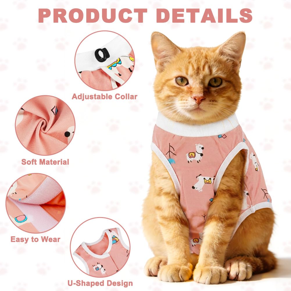 HOTUT 2 Pcs Body Chat Post Opératoire Stérilisation, Chat corporel Anti-léchage, Alternative au Collier et au Cône de Récupération pour Après Une Chirurgie, Plaies Abdominales ou Maladies de la Peau