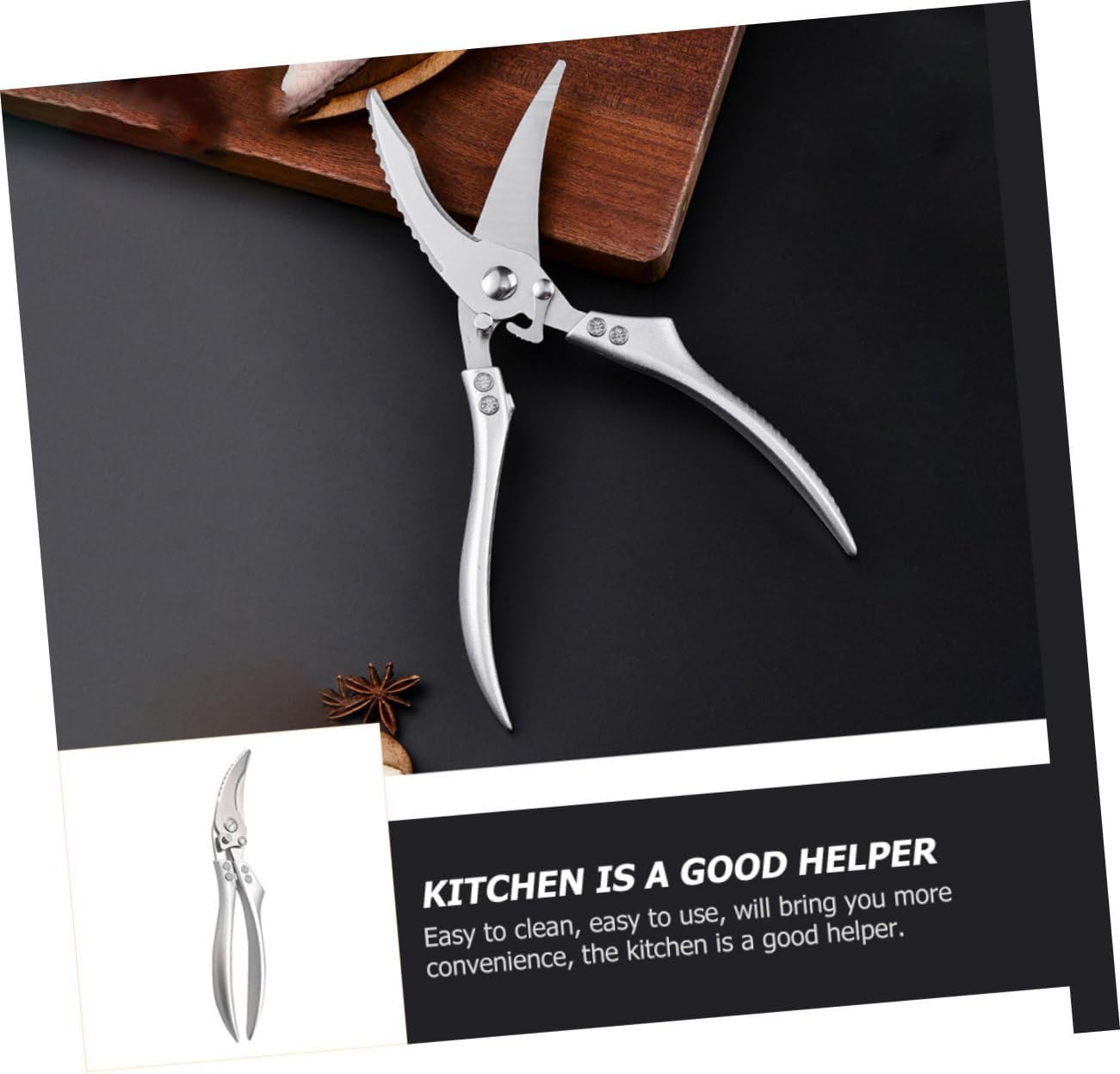 Practical Kitchen Scissor Chicken Bone Scissor Stainless Steel Heavy Duty for Steak Lobster Seafood Barbecue