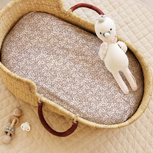 Image of Baby Bassinet Sheets Girl (Poppy Fields) 2-Pack - Fitted Bedside Bassinet Sheets - Buttery Soft Cotton Blend for Standard Bassinet Mattress Pad - Compatible with Halo Bassinest