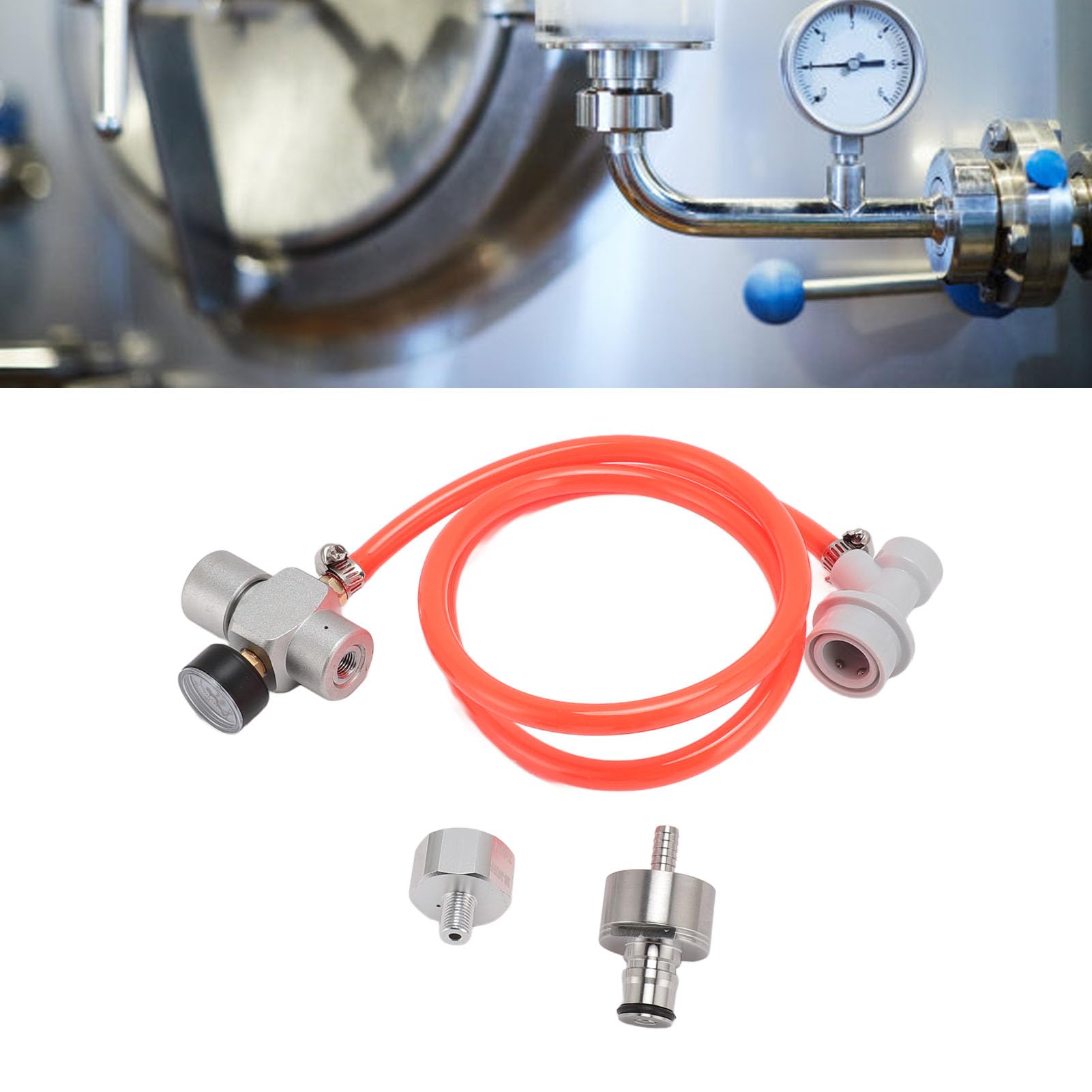 Mini Keg ze stali nierdzewnej CO2 Regulator Automatyczny Dozownik Piwa z Czerwonym Wężem, Homebrew CO2 Regulator Ciśnienia do Beczek z Kawą Sodową, Części Kegeratora do Domowego Warzenia