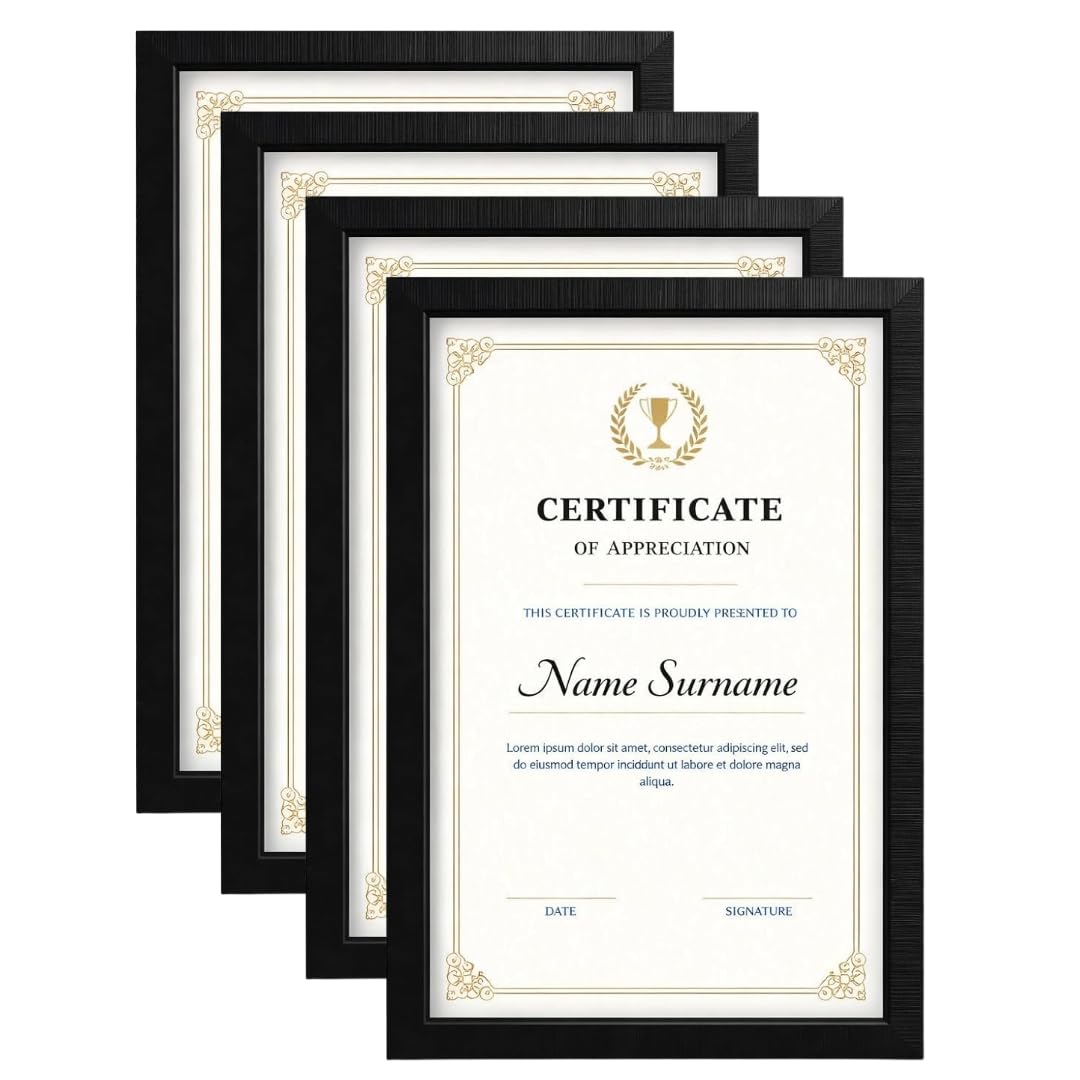 Premium A4 Size Wooden Wall Photo Frame | Vertical Hanging Frame for Certificate, Family Photo & Home Decor Certificate Frame, Appreciation Award Display, Wall Mount Black Wood (4)-image-33