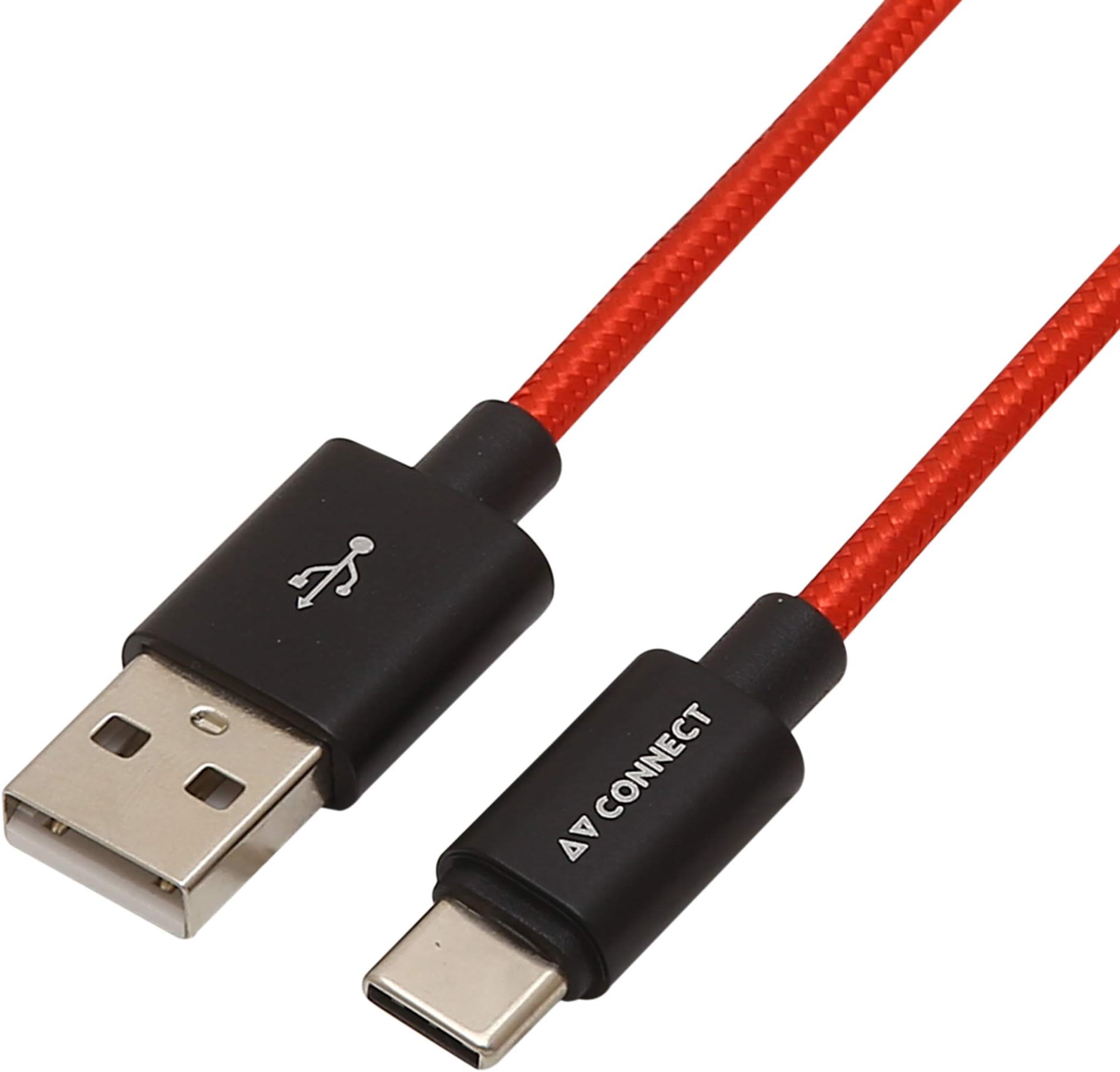 Braided USB Type C Cable Fast Charging Upto 2.4 Amps [2 Meter/6.5ft] - Red&Black