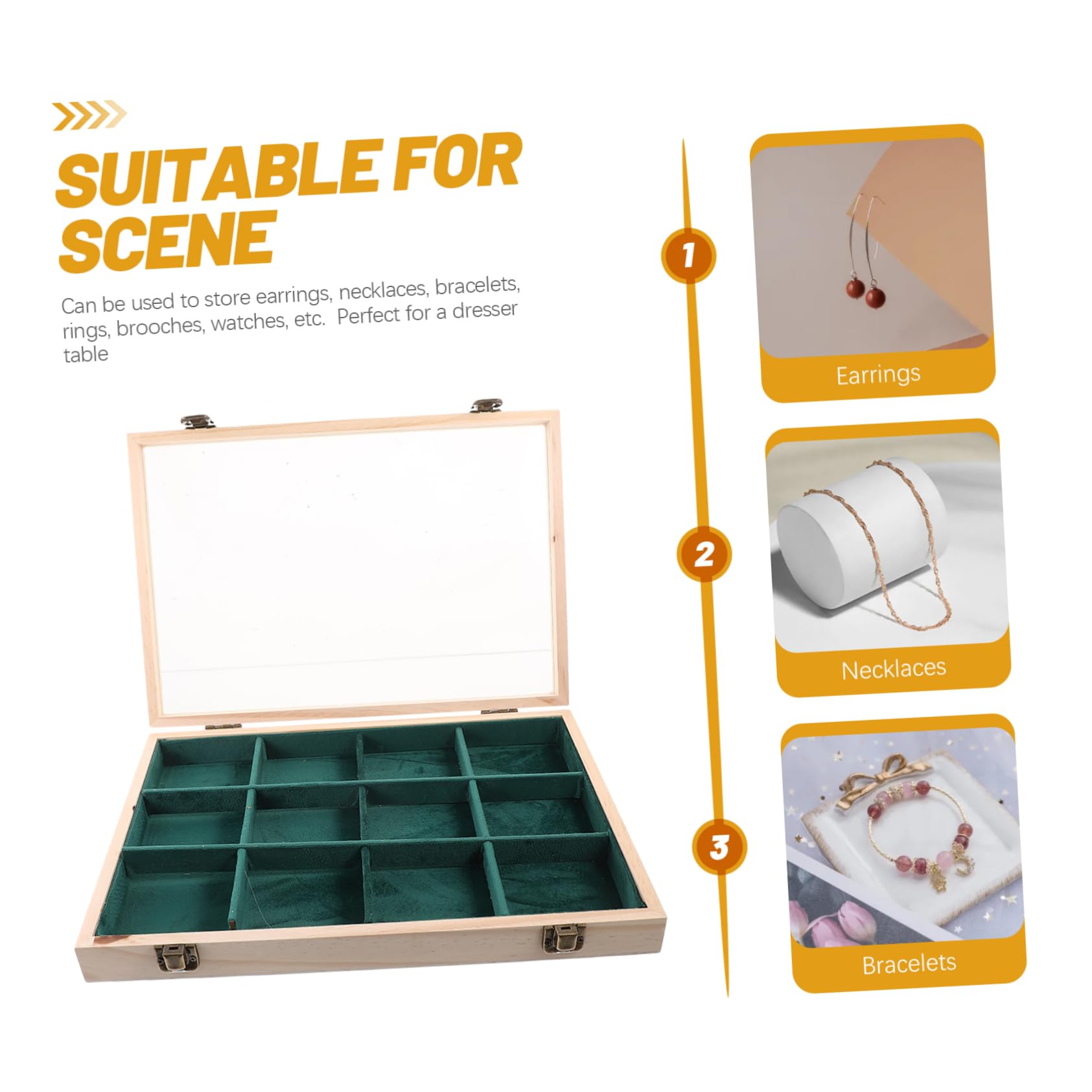 PRETYZOOM Boîte à Bijoux Organisateur Avec Couvercle Présentoir Transparent Pour Colliers Bracelets Boucles Oreilles Rangement Élégant à Compartiments Pour Maison Et Voyage