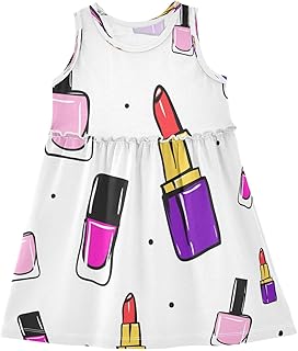 Summer Girl Dresses Color Lipstick Nail Polish Cotton Sleeveless Dress for Girl Toddler Casual Dresses - Buy now