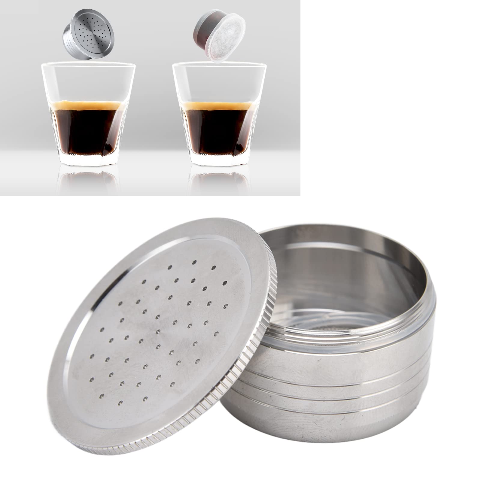 JTLB Cápsula de café Reutilizable, cápsula de Filtro de Acero Inoxidable 304, para, Mezcla de Bricolaje, Lavable, fácil Recarga, Relleno de Cuchara, 3A - C231E