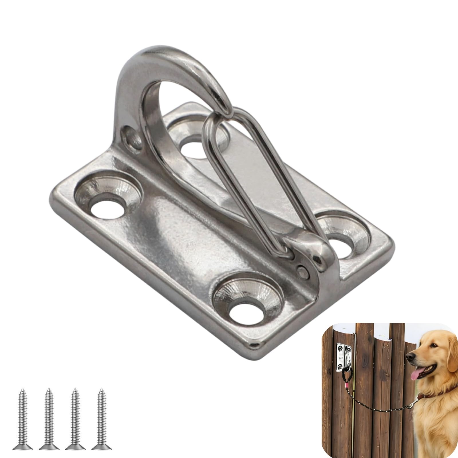 Heavy Duty Pet Stake Secure Dog Anchor Leash Holder Dog Leash Hook Wall Hook Easy to Install Use Indoor Outdoor with Screw for Pet Equipment and Home Use