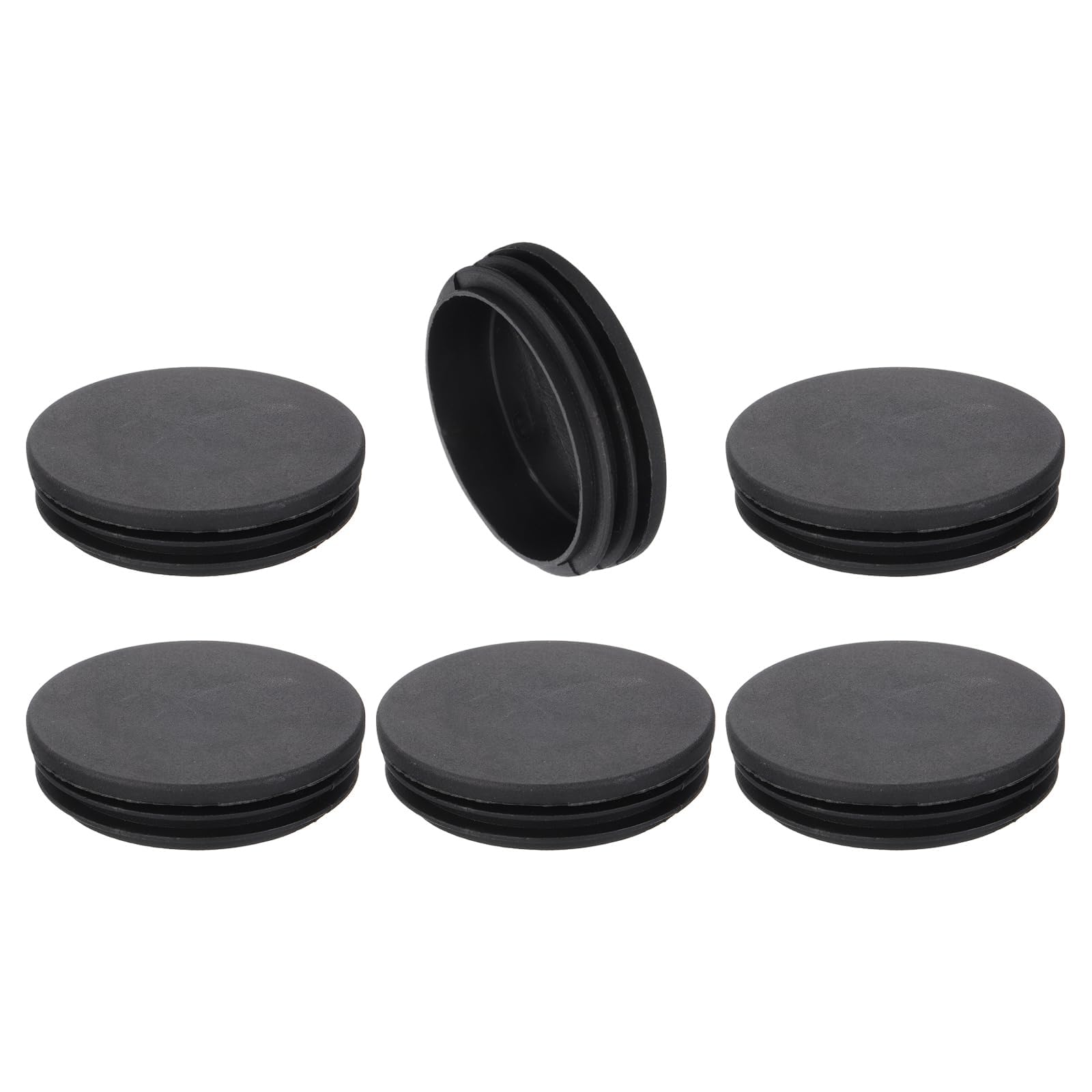 TA-VIGOR 6 Pcs Round Plastic End Caps 70mm(2.76 Inch), Black PE Pipe Plug Inserts for Chair Table Furniture Legs, Glide Floor Protector Tube Caps for Bench Stool Frame, Tubing Pipe End Covers