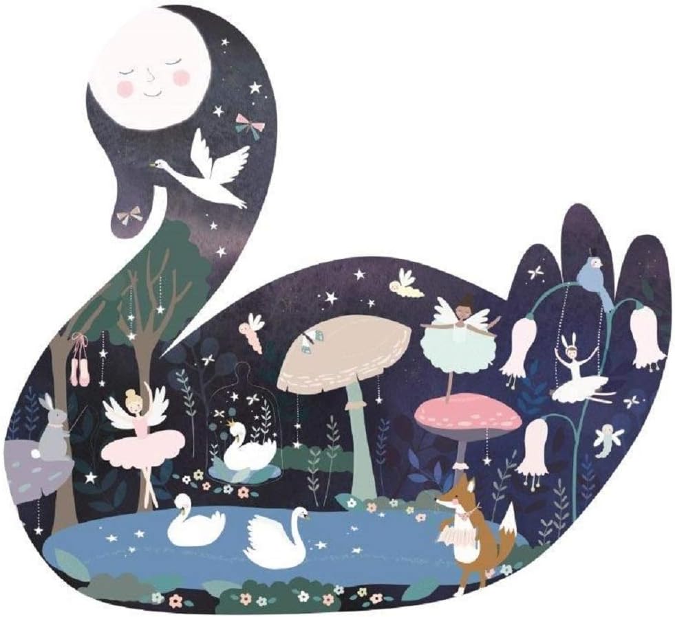Floss & Rock 42P6325 Enchanted Swan Shaped Jigsaw with Shaped Box, 40-Piece Set