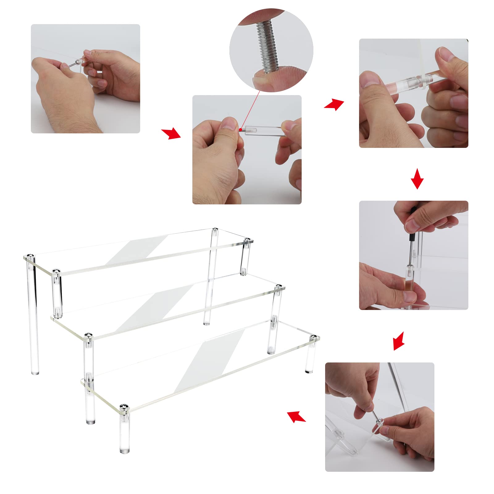 Acryl displaystandaard, transparente parfumorganizer, 3-traps