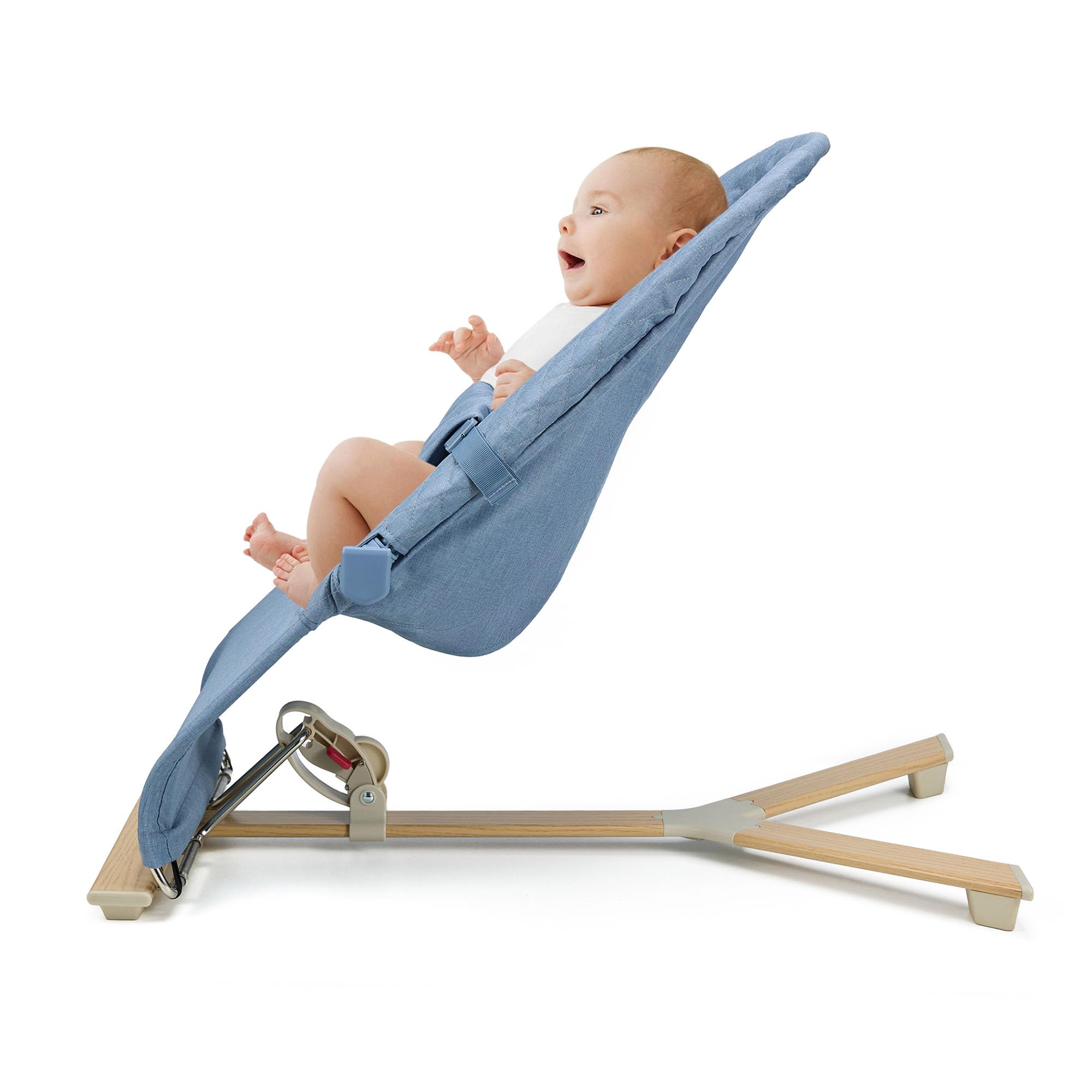 Kinderkraft MIMI NORDIC BREEZE Babywippe, Spielbügel mit 2 Spielzeuge, verstellbare Rückenlehne, Weiches Material, Minimalistische Skandinavisches Design, Zusammenklappbar, Blue