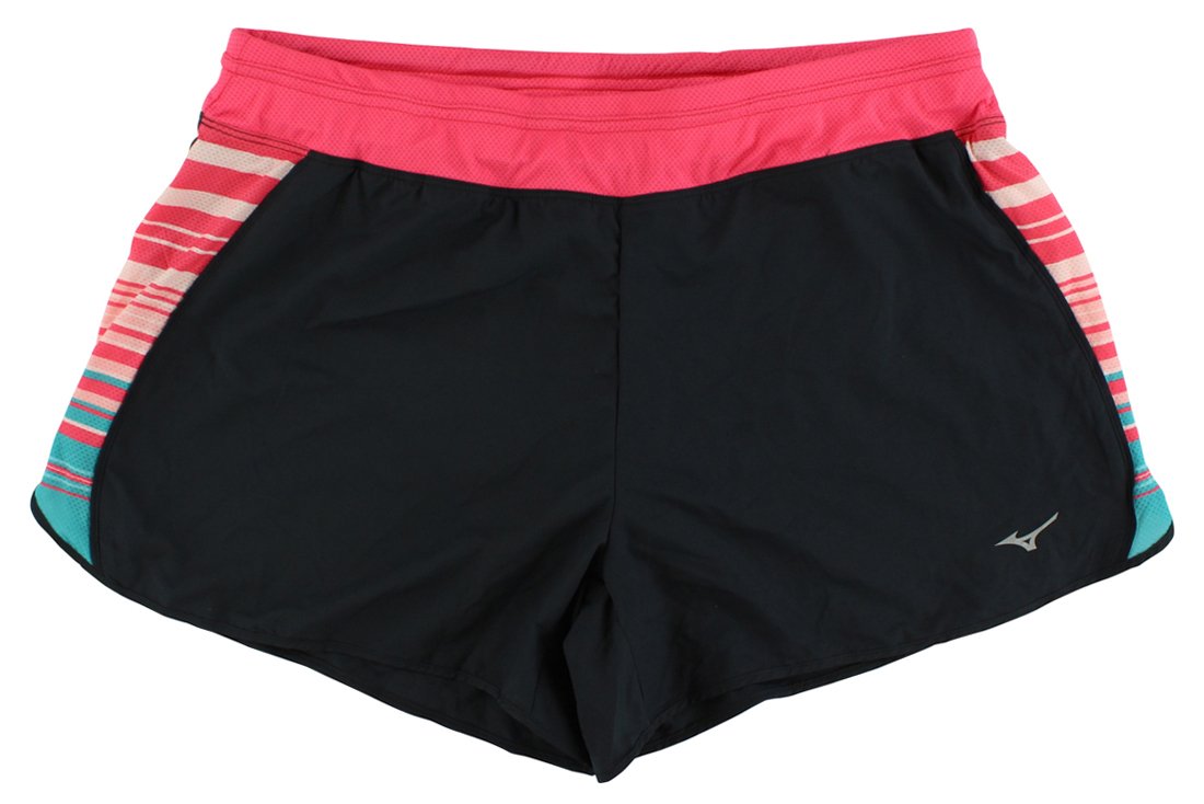 Mizuno Running Women's Phoenix Print 4.0 Shorts, Black-Rouge Red, Medium