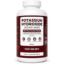 Potassium Hydroxide KOH Flakes 90% Pure Caustic Potash Industrial Grade Lye for Soap Making, Biodiesel, Drain Cleaning & Grease Traps Resealable Container 2 lb / 32 oz 2 LB