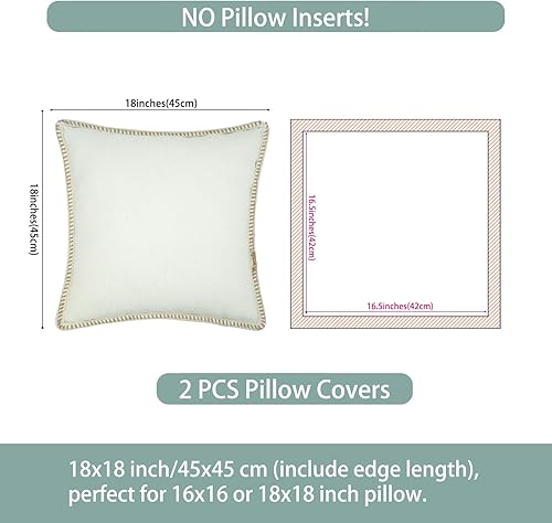 Miniatura 5 de Merrycolor Juego de 2 fundas de almohada decorativas de granja de 18 x 18 pulgadas, fundas de almohada beige texturizadas, fundas de almohada de