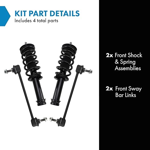 Miniatura 263 de TRQ Kit de suspensión delantera, conjunto de amortiguadores y resortes, barra estabilizadora, enlace estabilizador compatible con Chevrolet