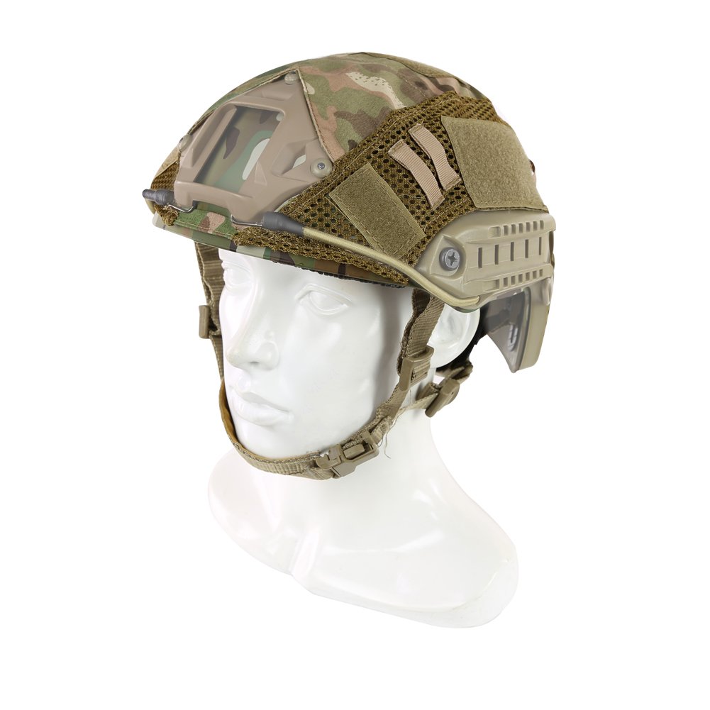 Casco Tattico PJ Fast Per Paintball E Softair, Con Copertura, Staffa NVG, Taglia Unica Regolabile