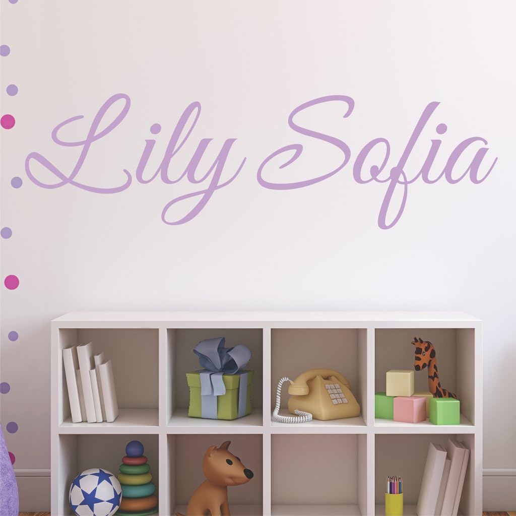 Fancy Cursive Single Personalized Custom Name Vinyl Wall Art Decal Sticker 36" W, Girl Name Decal, Girls Name, Nursery Name, Girls Name Decor, Girls Bedroom Decor, PLUS FREE 12" WHITE HELLO DOOR DECAL