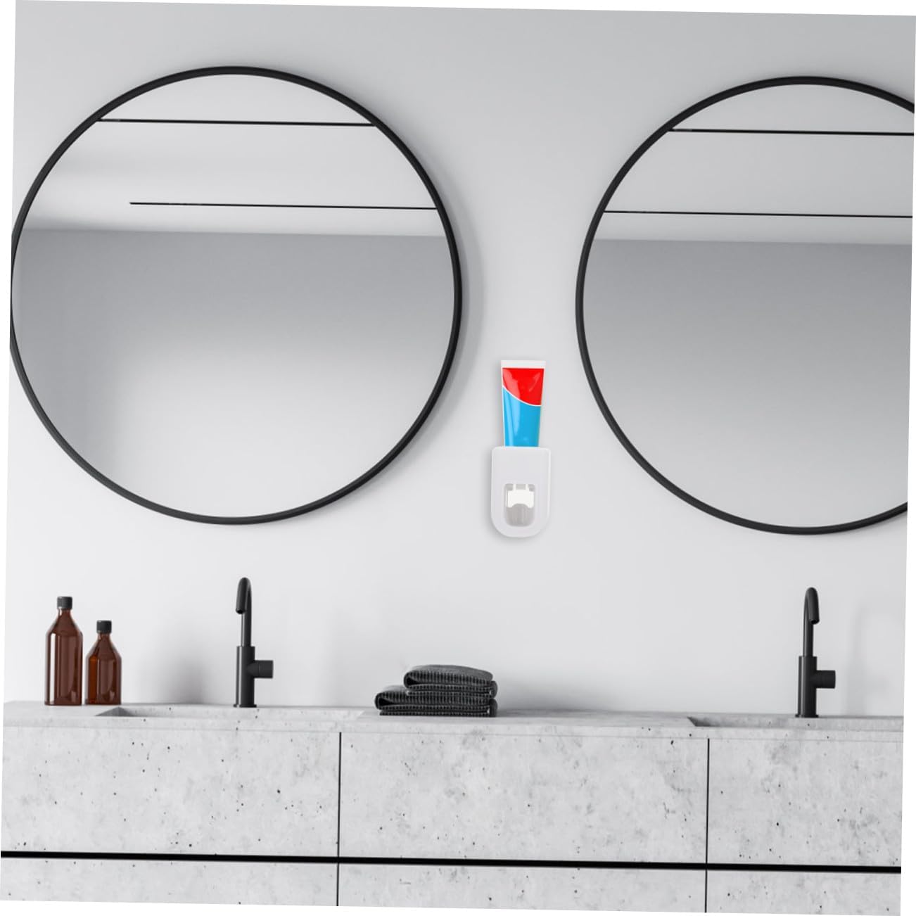PRETYZOOM 2pcs Automatic Toothpaste Squeezer and Wall Holder Set No Punching Design Convenient Bathroom Organizer for Toothpaste and Toothbrush Storage Easy Installation and Reliable image 5