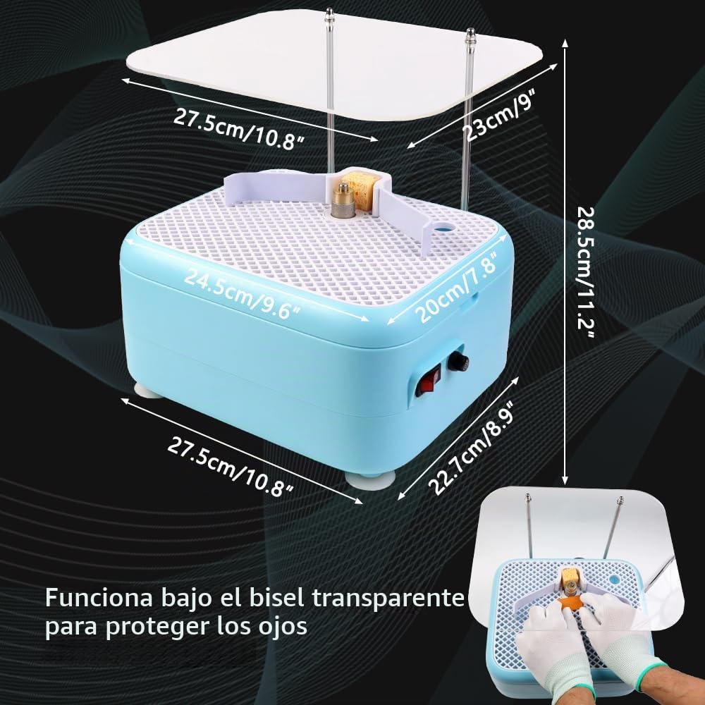Molinillo de Vidrio Manchado Molinillo de Vidrio y cerámico y otros materiales, Mini kit de Herramientas de molienda pulido DIY (Blue-220v)