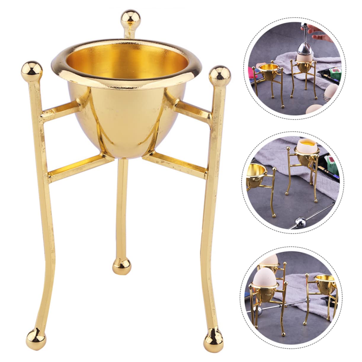 Amosfun 3 Pièces casier à Oeufs cartons d'oeufs réutilisables coquetier Tasse accesoire Cuisine Support Tableau coquetier œufs créatif Support à s de Cuisine cuivre