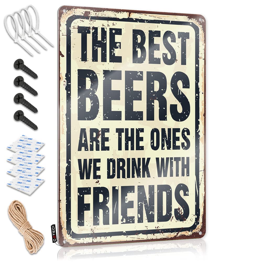 KLIMORA Wall Signs The Best Beers Are The Ones We Drink With Friends Sign Sarcastic Metal Signs Vintage Decor(20X30CM)