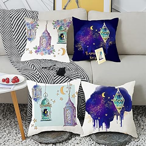Yilzo Pack of 4 Decorative Square Throw Pillow Covers Set Pillow Cases Cushion Case for Couch Sofa Bedroom Living Room Car 18 x 18 Inch Cover