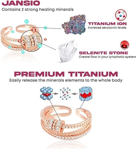 Miniatura 5 de JANSIO - Anillo Threanic de triple giro anillo JANSIO de triple giro anillo giratorio de moissanita ajustable antiansiedad para hombres y mujeres