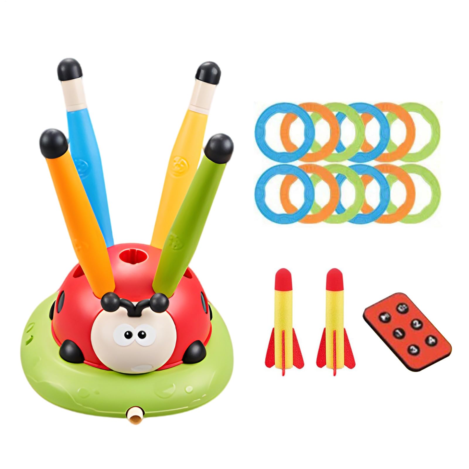 Toss Game Ring Game Biedronka Zabawki, Jump Toss Ring Toy - Wyrzutnia rakiet dla dzieci - zabawki ogrodowe dla dzieci z pilotem do domu, na zewnątrz, podwórka, patio