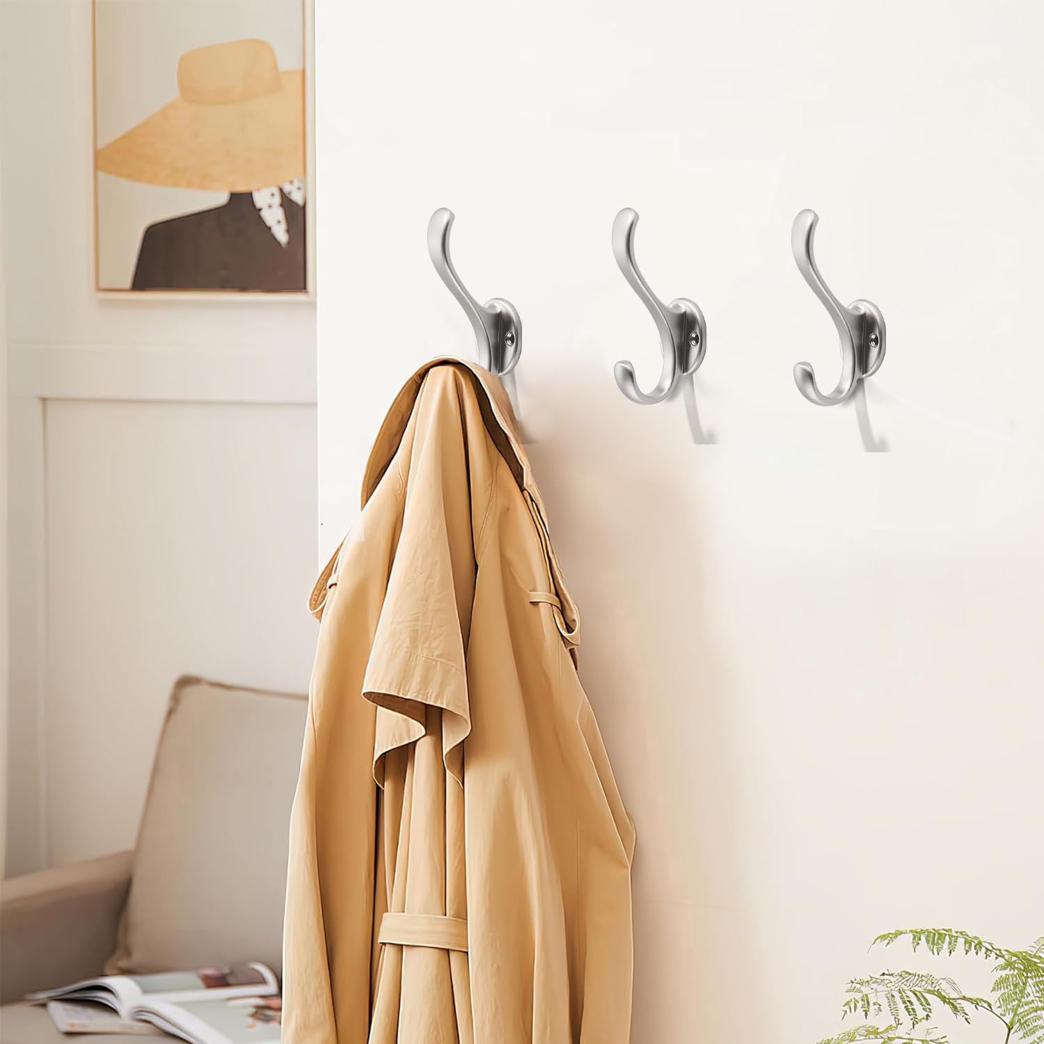 KHTUMEWARE-WZX Brushed Nickel Coat/Robe Hooks in Brushed Nickel — KHTUMEWARE