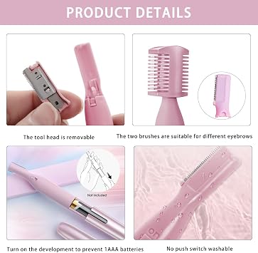 Upgraded Eyebrow Trimmer Rotatable Electric Eyebrow Razor Facial Hair Remover for Women Mini Portable Face Shaver for Brows Face Bikini Underarm Leg Body Hair Remover(Pink)