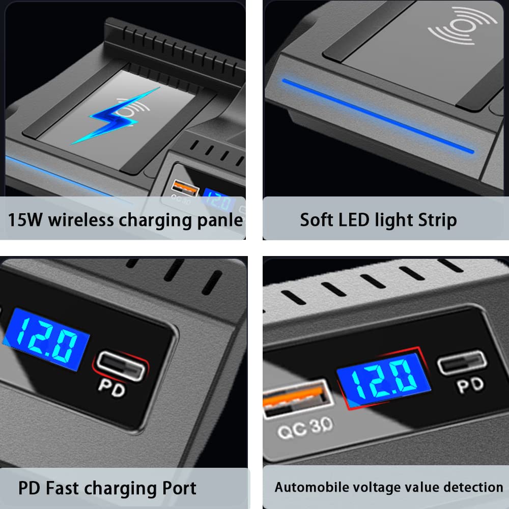 ZChan Wireless Car Charger Fit for Mercedes-Benz C/GLC/AMG Series 2022-2015 C180/C200/C260/C300/GLC200/GLC300,15W Wireless Charging Panel,QC3.0 Charging Port, Multiple Phones Owner(All Qi Phones)