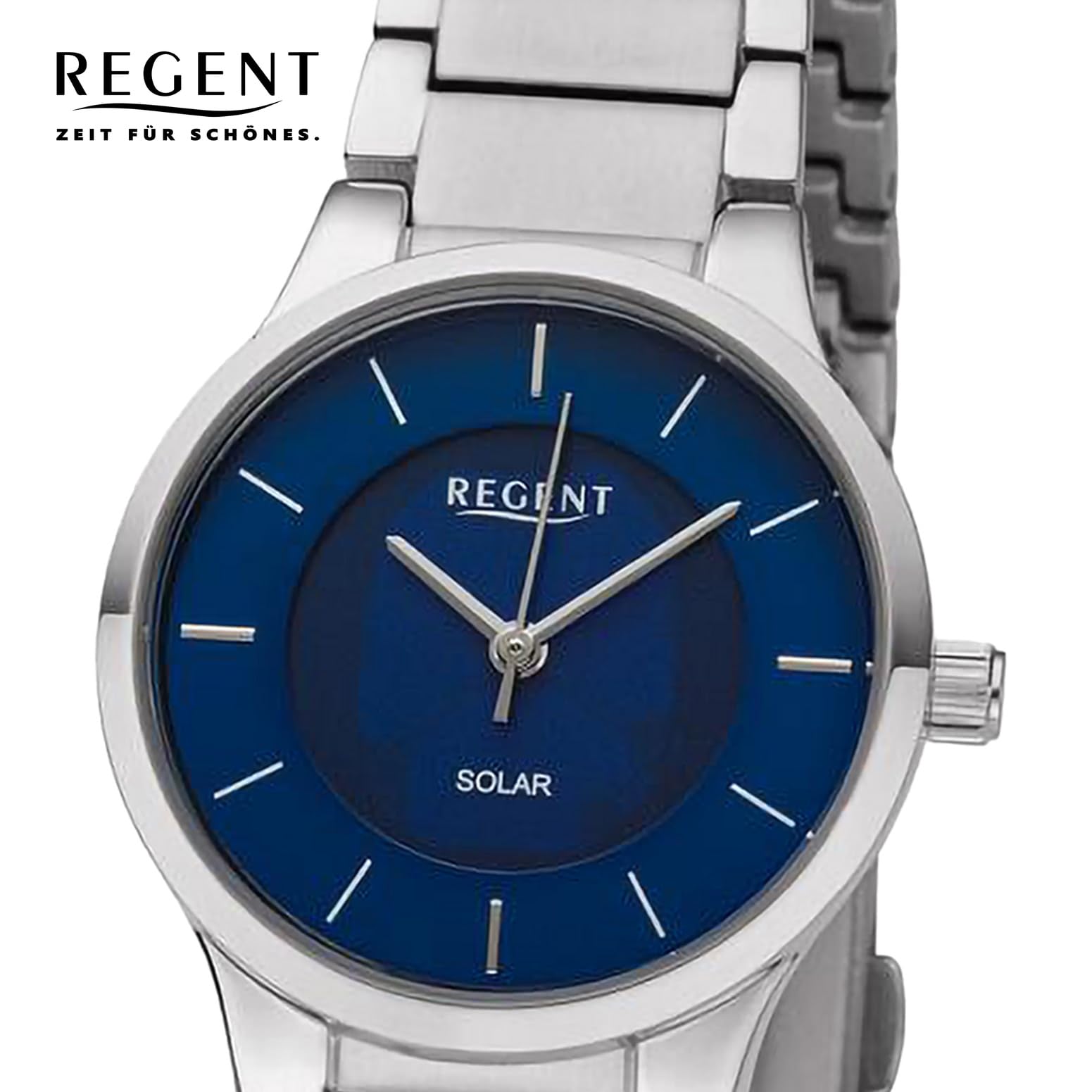 Solaruhr Damen Metallband Ø28mm Regent BA727 blau
