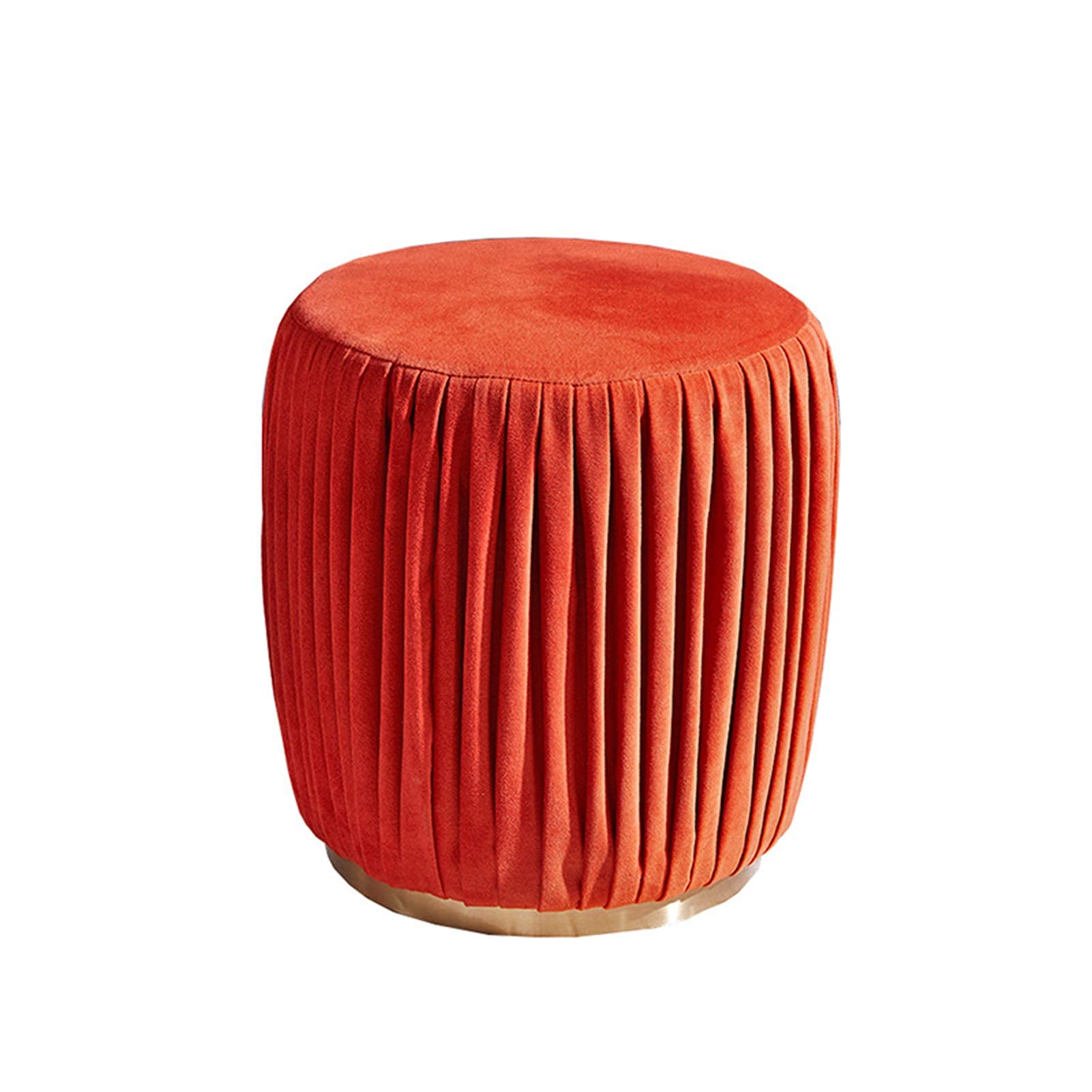 Ottoman Rond Orange pour Salon | Banc de Maquillage et Tabouret à Thé Élégant