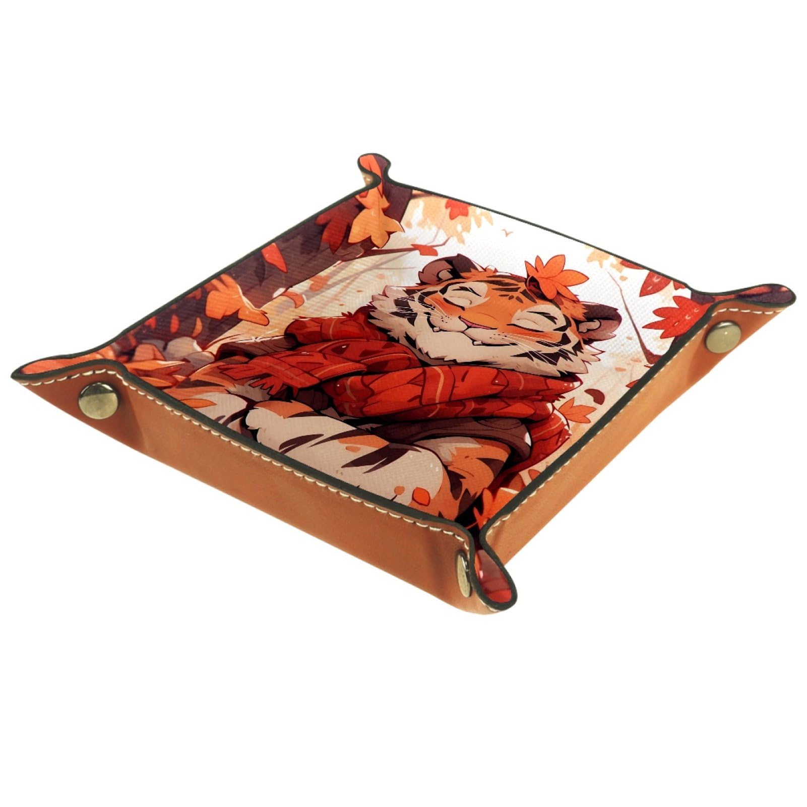 Autumn Tiger Portable Folding Dice Rolling Tray, Microfiber Leather Dice Holder for Dice Games Like RPG, DND and Other Table Games, 20.5 Γ 20.5 cm