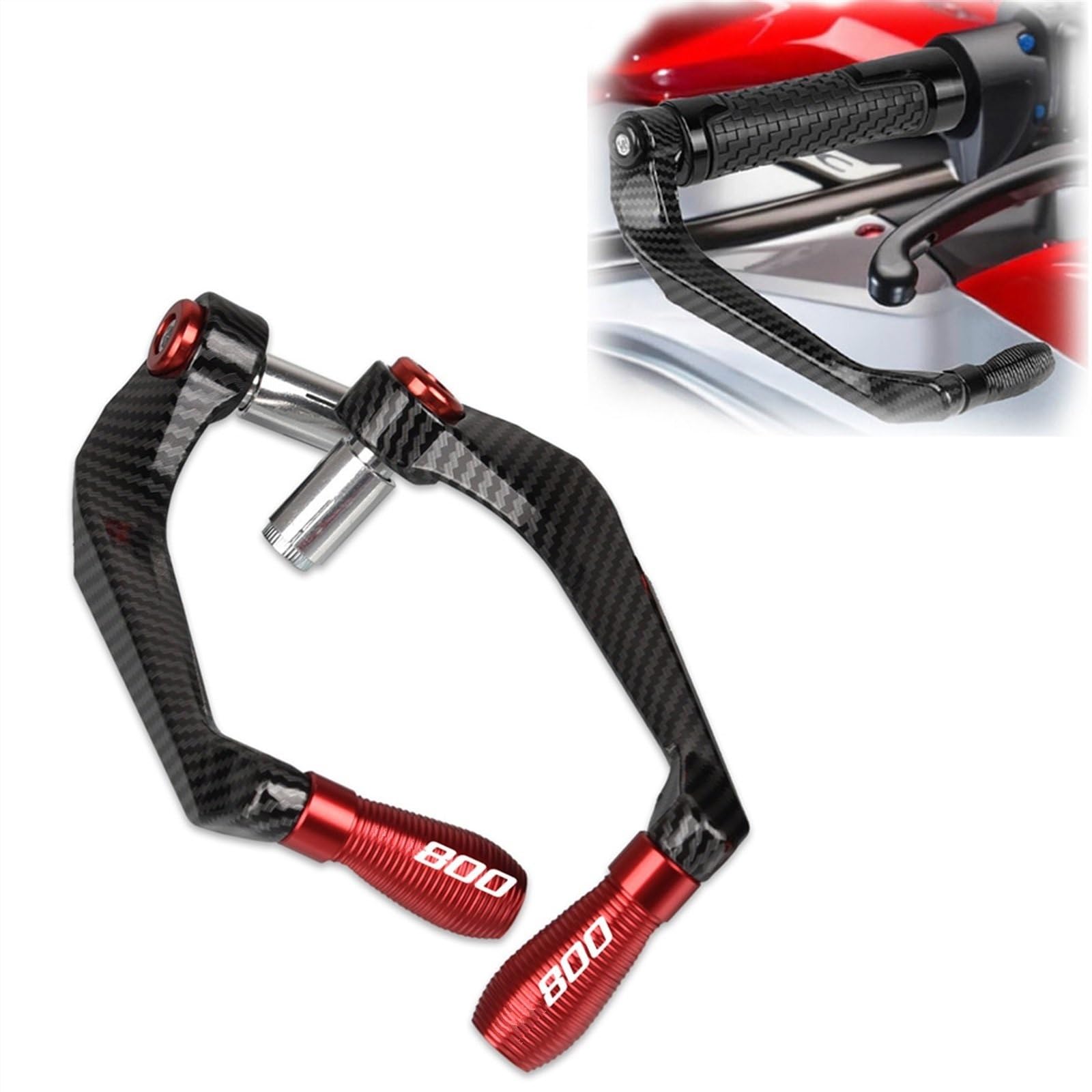 XEFLP Motorcycle Handguards Motorcycle Lever Carbon Fiber Guards Clutch Levers Guard Protector for Kawasaki Z800 Z 800 2012 2013 2014 2015 2016 2017(Black- Silver)