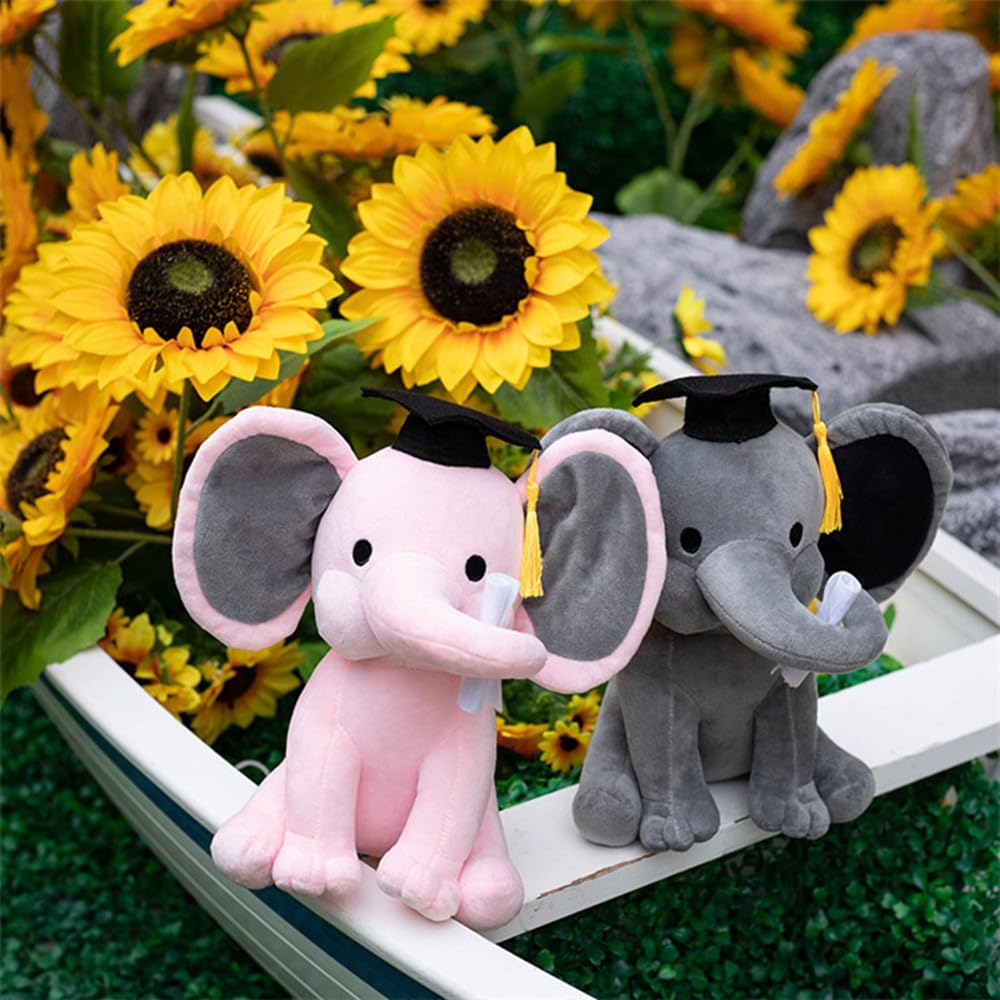 Tikwisdom Stuffed Animals, Elephant, Graduation Elephant with Diploma Tasseled Hat, Large Plush Elephant - Image 2