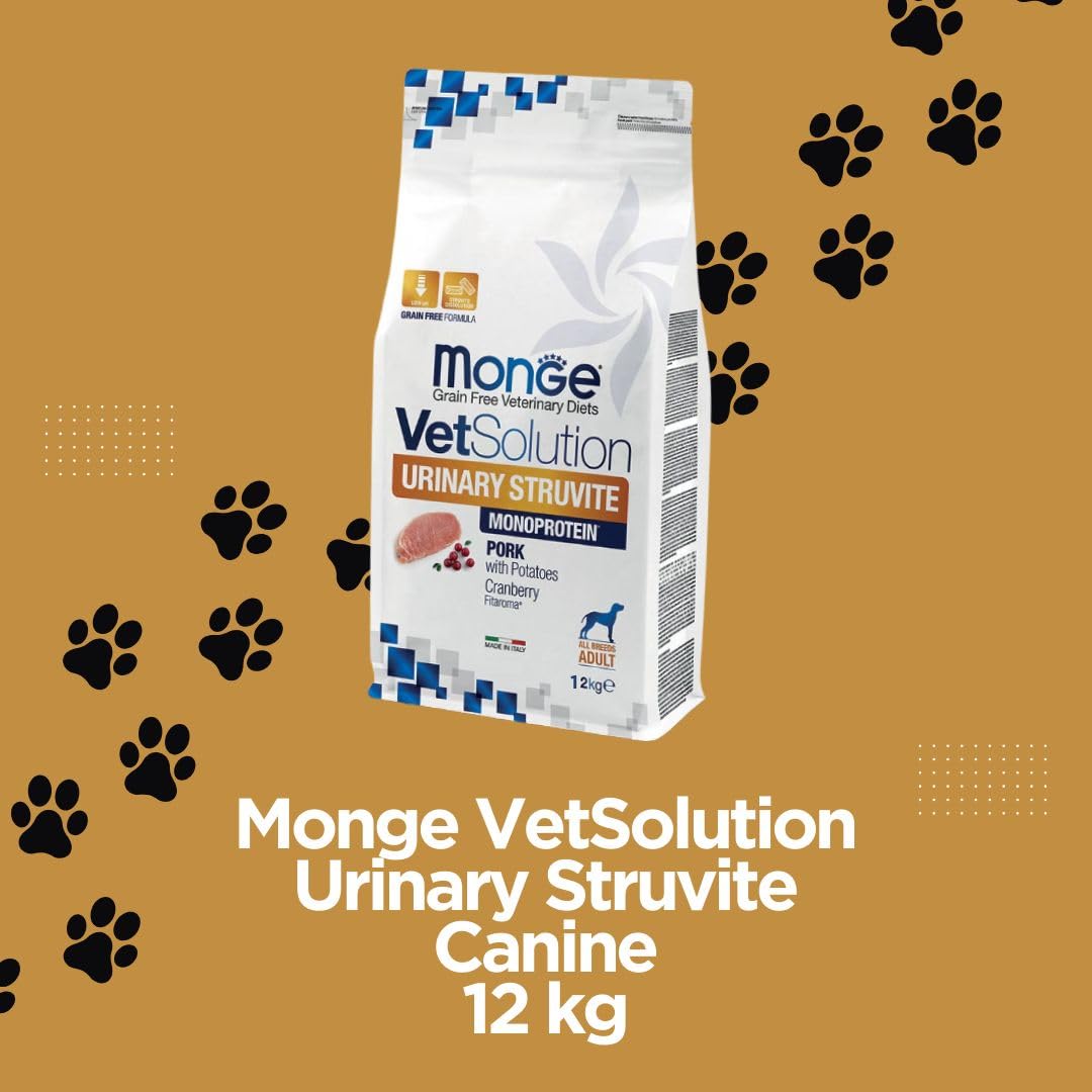 Monge Vetsolution Urinary Cane All Breeds 12 kg, kompletna karma dla psów wszystkich rozmiarów, do rozpuszczania kamieni struwitowych, 12 kg