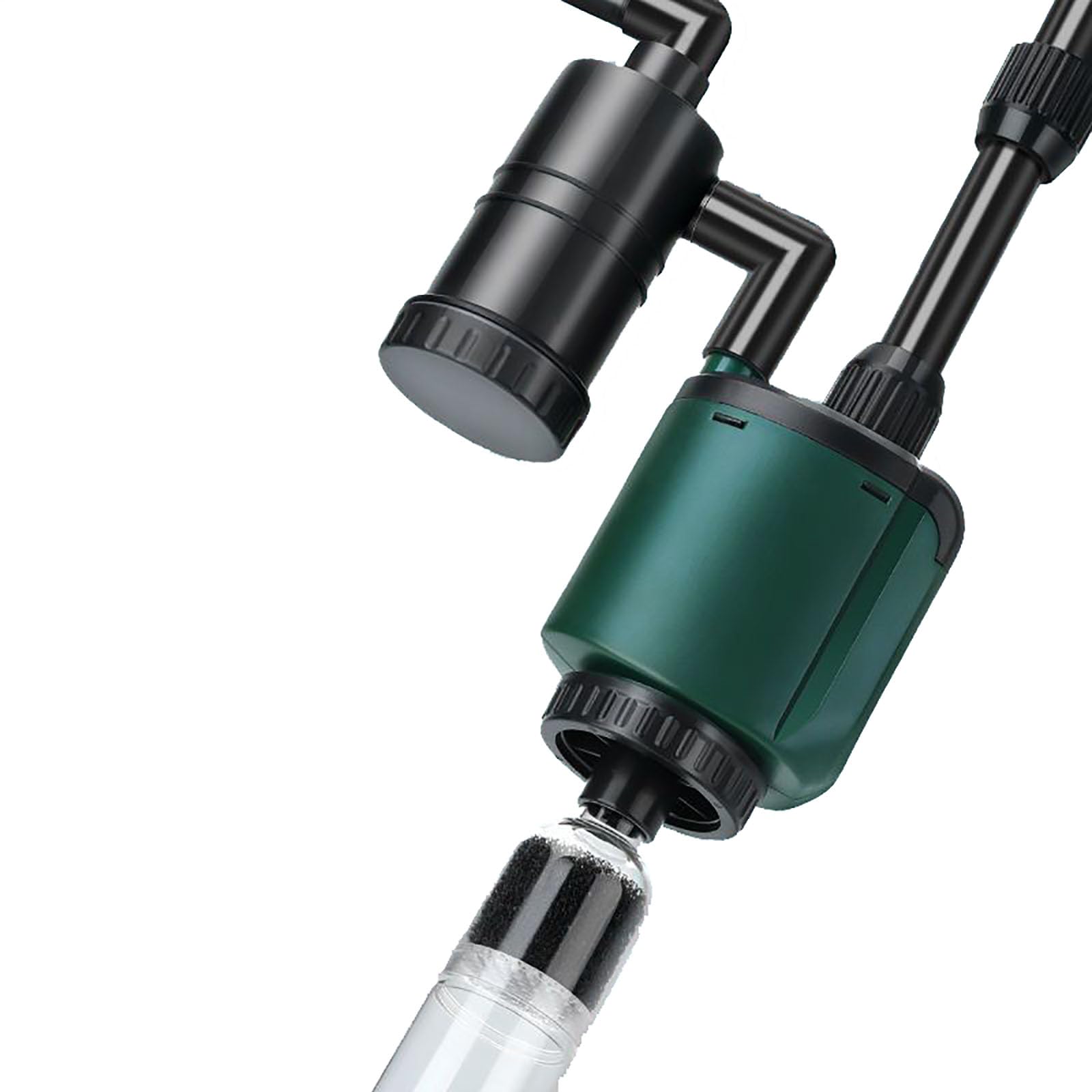 Limpiador de grava para acuario, cambiador de agua eléctrico multifuncional para pecera con juego de 4 puntas, aspiradora para pecera de 36 W, motor desmontable, baja absorción de agua, para pecera