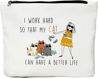 Cat Lover Gifts for Women, Cat Gifts for Cat Lovers, Crazy Cat Lady Gifts Cat Themed Gifts, Cat Mom Gifts for Women, Funny Birthday gifts for Women, Cat Mom, Friend, Cat Makeup Bag