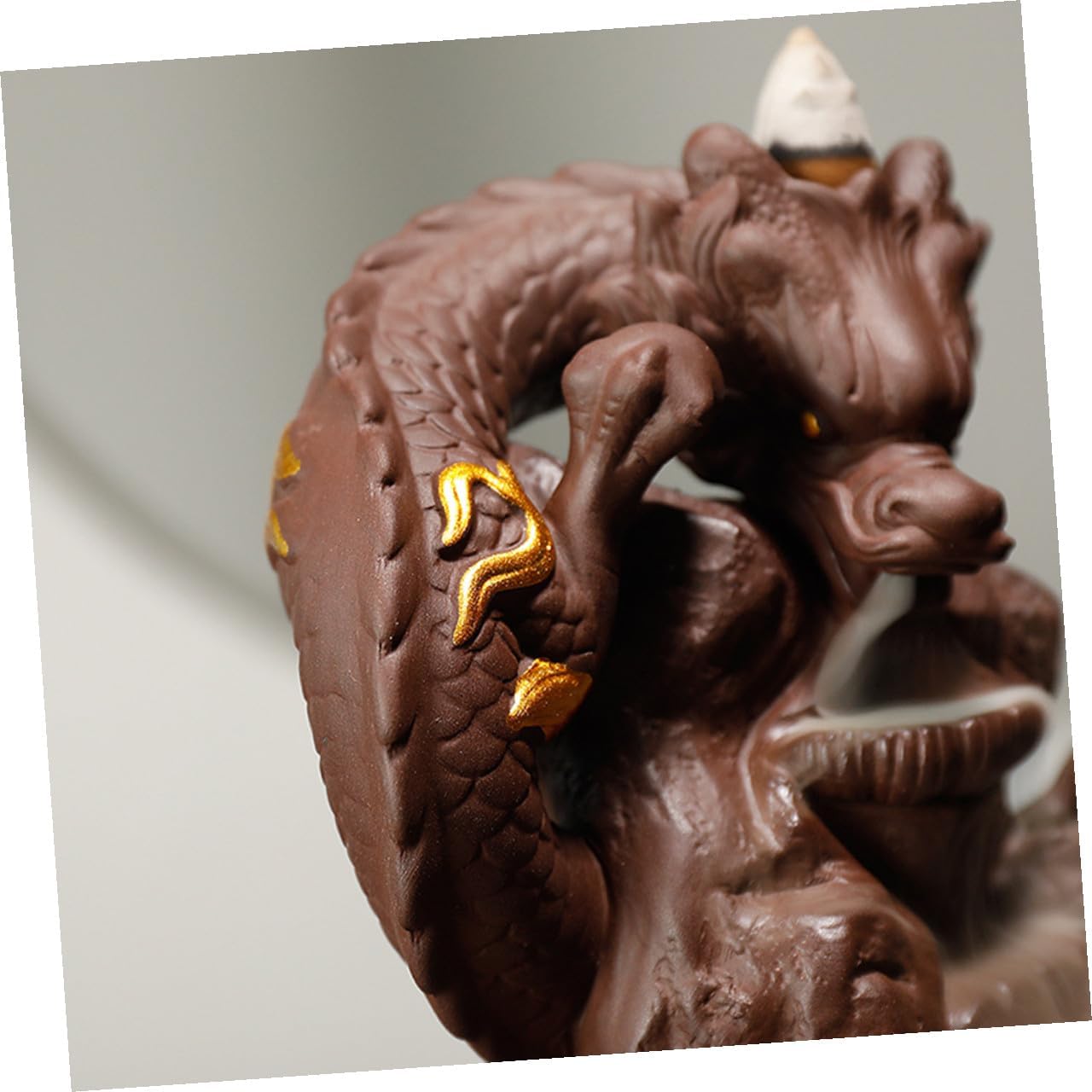 Dragon Backflow Incense Holder Purple Sand Backflow Censer Desktop Dragon Statue Incense Burner for Home and Office Aromatherapy Decoration