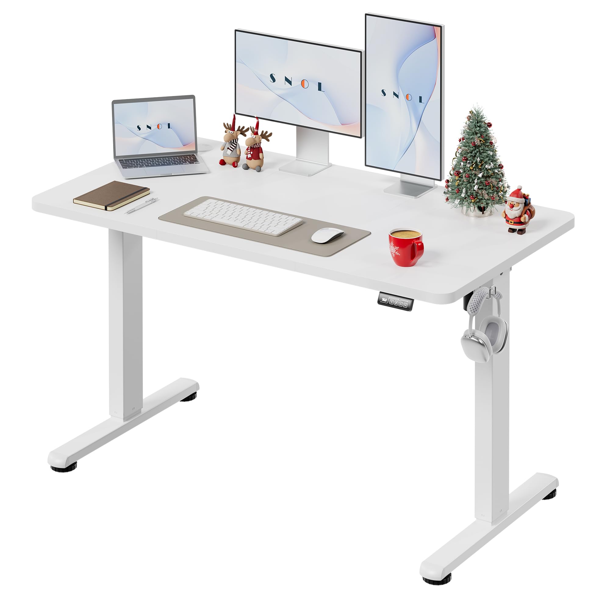 Höhenverstellbarer Schreibtisch 120 x 60 cm, Weiß | Elektrisch höhenverstellbarer Schreibtisch mit Memory Funktion, Gaming Tisch, Computertisch für Büro, Standing Desk