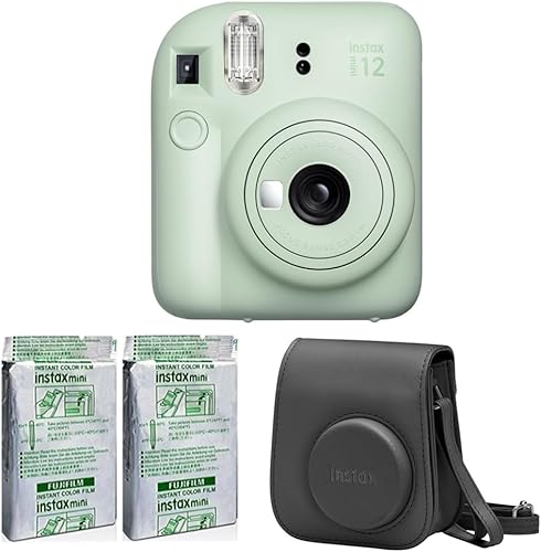 Fujifilm Instax Mini 12 - Kit de accesorios para cámara instantánea (verde menta) con película Instax Mini, paquete de aluminio (paquete de 2) y
