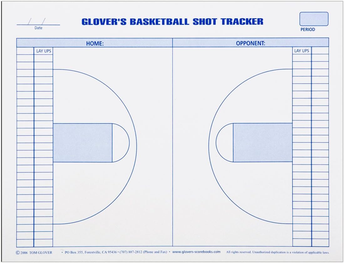 Glover's Scorebooks Basketball ShotRebound Tracker